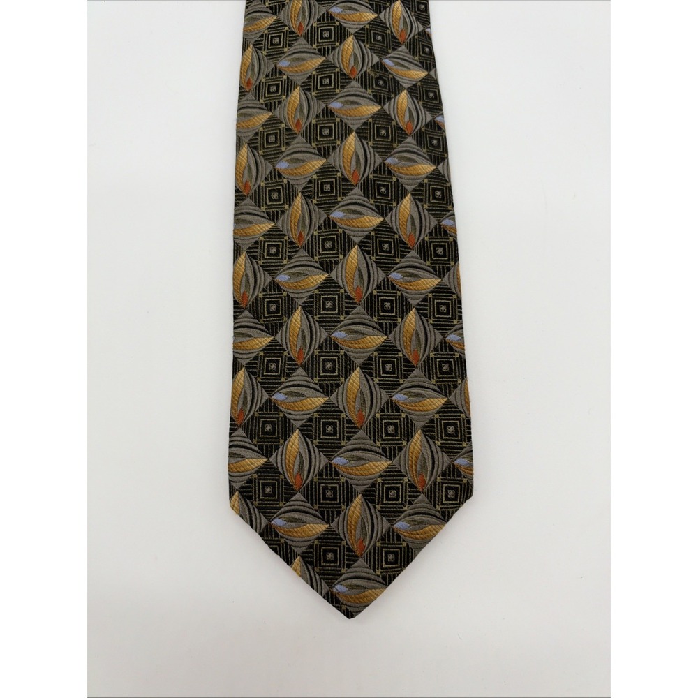 Robert Talbott Best of Class Silk Tie Brown Gold Black Extra Long 64" X 3 3/4"